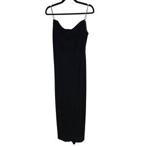 Vintage 1990s Dave & Johnny Womens Sz 8 Formal Maxi Dress Black Velvet Low Back